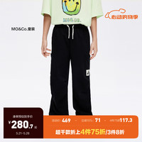 little MO&Co.little moco童装24夏装男女童降落伞兵裤百搭休闲卫裤 黑色 140/58