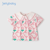 JELLYBABY 童装儿童衣服夏装2024新款宝宝上衣短袖女童t恤夏季 粉色 100cm