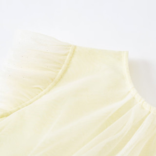 迷你巴拉女童连衣裙夏季纯棉甜美海洋风网纱蓬蓬裙宽松时髦 象牙白10404 140cm