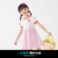 小猪班纳童装儿童裙子小童女童连衣裙宝宝连身裙休闲 冰淇淋粉小方格 120cm