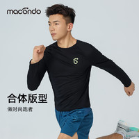 macondo 马孔多 男子长袖T恤7代 田径跑步马拉松运动上衣 吸湿速干 黑色