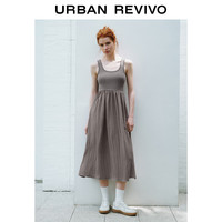 UR2024夏季女装时尚法式简约高级感拼接连衣裙UWU740055 卡其绿 XS