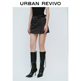 URBAN REVIVO 女装时髦高街质感腰带显瘦A字半裙UWJ540017 中灰 M