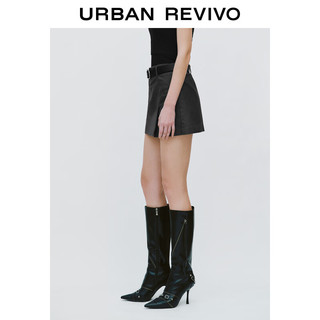 URBAN REVIVO 女装时髦高街质感腰带显瘦A字半裙UWJ540017 中灰 XS
