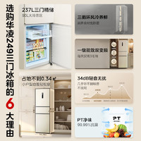 WAHIN 华凌 新款华凌249三开门一级能效变频小冰箱家用风冷无霜租房小型冰箱