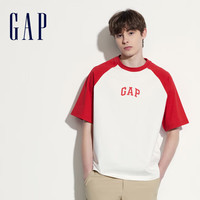 Gap 盖璞 男士LOGO撞色插肩袖短袖T恤 544461 红白拼接 S
