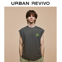 URBAN REVIVO 男装刺绣图案宽松圆领背心 UML440062 中灰 XS