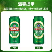 TSINGTAO/青岛啤酒 经典10度易拉罐500ml*8罐*12罐小麦啤酒随机发