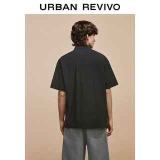 URBAN REVIVO 男士创意贴袋短袖衬衫 UML240040 正黑 XL