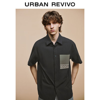URBAN REVIVO 男士创意贴袋短袖衬衫 UML240040 正黑  S