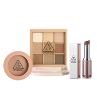 3CE 彩妆三件套 (九色纷呈眼影盘#SMOOTHER深棕哑光盘8.1g+单色腮红#NUDE PEACH 裸米色5.5g+柔焦哑光口红#BREEZY MELODY悸动橘4g)