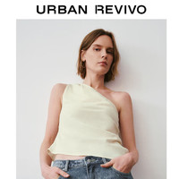 URBAN REVIVO 女士不规则斜肩领质感褶皱罩衫衬衫 UWH240071 米白 XL