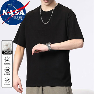 NASA BASE短袖t恤男夏季薄款圆领透气简约百搭舒适纯色打底衫上衣 1999深灰色 XL（115斤-130斤）