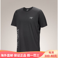 始祖鸟（ARC’TERYX）NORVAN DOWNWORD徽标短袖男式跑步训练T恤吸湿排汗防异味上衣 Black黑色 M