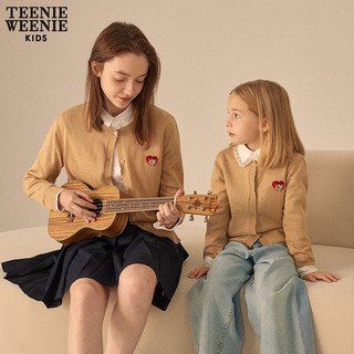 Teenie Weenie Kids【亲子装】小熊童装男女童早春简约圆领毛衣开衫 红色 110cm