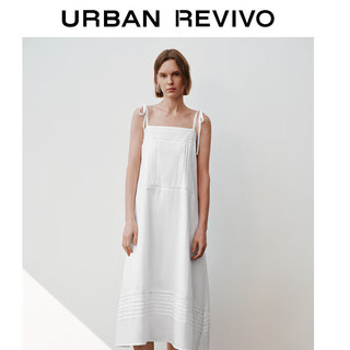 URBAN REVIVO 女士度假风休闲垂感吊带连衣裙 UWH740039  本白  S