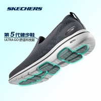 SKECHERS 斯凯奇 男鞋夏季新款GOWALK运动健步鞋一脚蹬软底缓震防滑透气网面休闲鞋 NVY海军蓝色