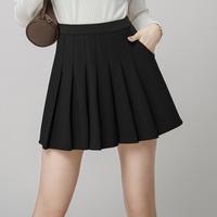 2024春季学院风高腰半身裙女短款口袋百褶裙(里面有内衬)