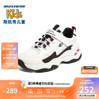 Skechers斯凯奇童鞋男女童鞋魔术贴跑步鞋休闲儿童运动鞋302562L WBK白色/黑色 32