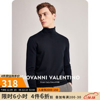 卓凡尼·华伦天奴（GIOVANNI VALENTINO）纯羊毛高领羊毛衫男装毛衣针织衫秋冬季 藏青 M（170/88A） 