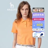 哈吉斯（HAZZYS）女装 夏款短袖素色青春POLO衫ASTSE02BE05 橙色OR 165/88A 40