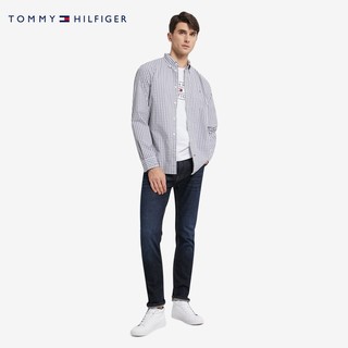 TOMMY HILFIGER男装时尚格纹小绣标纽扣加固透气翻领长袖衬衫MW0MW23297 灰白格纹0MD L(：150-165斤)