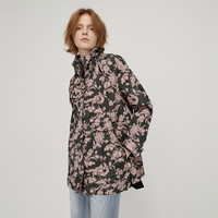 JNBY江南布衣秋季风衣女宽松简约植物花卉印花立领短款插肩袖宽松5M1902070