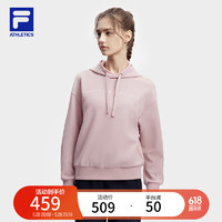 FILA 斐乐女装针织连帽上衣2024春简约宽松运动卫衣女 淡紫红色-PK 175/92A/XL