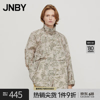 JNBY江南布衣秋季风衣女宽松简约植物花卉印花立领短款插肩袖宽松5M1902070 390/中杂绿 XS