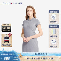 TOMMY HILFIGER【透气舒适】女装珠地网眼五粒扣修身显瘦连衣裙24973/27949 烟灰色PKH L  ：120/130斤