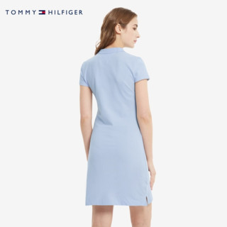 TOMMY HILFIGER【透气舒适】女装珠地网眼五粒扣修身显瘦连衣裙24973/27949 雾霾蓝C1O M ：110/120斤