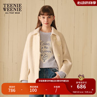 Teenie Weenie小熊秋冬颗粒绒A形中长款呢子大衣绵羊毛