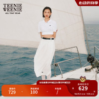 Teenie Weenie【明星同款】小熊2024年夏季高腰百褶中长裙气质 白色 165/M