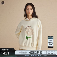 播（broadcast）连帽卫衣女2024春季oversize小个子短款长袖上衣DDR1VD5176 W20凝脂白 凝脂白 S