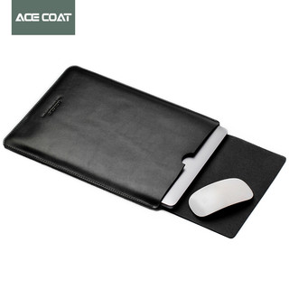 ACE COAT牛皮电脑包适用苹果笔记本Macbook Pro14内胆Air13.6 M3 M2保护套 【电脑包+电源包】黑色 Air/Pro13英寸（ 2022）