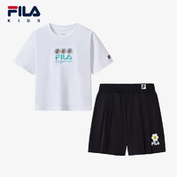 FILA 斐乐 KIDS斐乐儿童套装2024夏季新款女童运动短袖T恤裤子两件套
