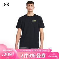 安德玛 UNDERARMOUR）春夏Baseline男子篮球运动短袖T恤1382850 黑色001 XL