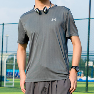 安德玛 UA安德玛运动短袖男春季灰色跑步T恤训练服半袖1369743-012