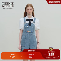 Teenie Weenie小熊女装2024年夏装牛仔背带短裤简约通勤连体裤 浅蓝色 165/M