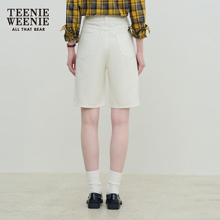 Teenie Weenie小熊女装2024年夏季宽松直筒牛仔短裤休闲通勤风 象牙白 160/S