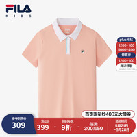 FILA 斐乐 儿童童装2024春季中大童女童短袖POLO短T类 冰彻橙-OR 165cm