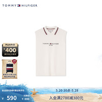 TOMMY HILFIGER24春夏童装女简约刺绣无袖镶边POLO针织衫TH2422820 白色658 7/130cm