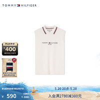 TOMMY HILFIGER24春夏童装女简约刺绣无袖镶边POLO针织衫TH2422820 白色658 S/140cm