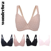 wonderbra 蕾丝印花格纹大胸款包裹性感聚拢文胸女舒适大薄杯胸罩 9C24暗绿色 80E