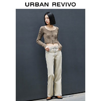 URBAN REVIVO UR2024春季新款女装时髦复古做旧废土风阔腿牛仔长裤UWH840013