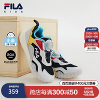 FILA 斐乐 儿童童鞋跑步鞋2024年春季男女小童复古旋钮跑鞋 传奇蓝/雨雾灰-NN 30码 内长18.5cm