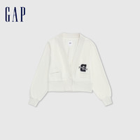 88VIP：Gap 盖璞 女装2024春季新款法式圈织软V领logo大口袋针织开衫外套430345
