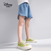 Disney 迪士尼 童装儿童女童短裤棉质透气休闲运动裤子23夏DB321PE03牛仔蓝160