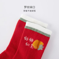 88VIP：YeeHoO 英氏 儿童红袜子抗菌新年春秋男童女童宝宝中筒袜过年夏季薄款袜子