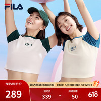 FILA 斐乐 女子针织短袖衫2024夏季时尚凉感防晒插肩袖T恤 淡乳白-IV 175/92A/XL